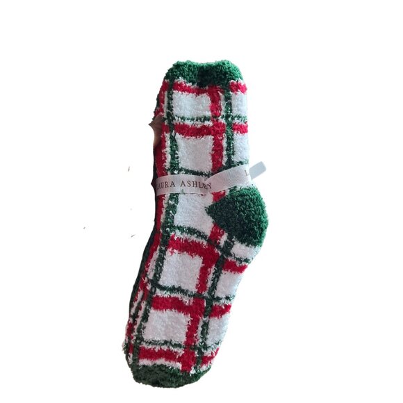 Laura Ashley Christmas Women's Socks 3 Pr.  Bows, Green, Plaid Slipper S… - Picture 3 of 4